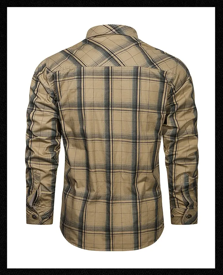 Spring and Autumn New Cotton Checkered Long Sleeve Shirt for Men's Casual Versatile Artistic Shirt for Men's Casual Shirt