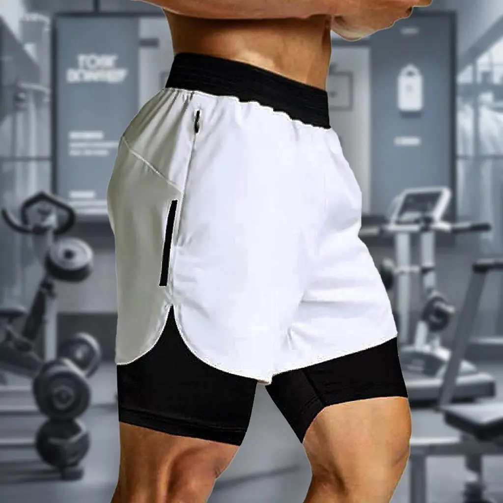 Large Men's Two-piece Summer Outdoor Shorts Dry and Lightweight Marathon Running Fitness and Sports Training Pants