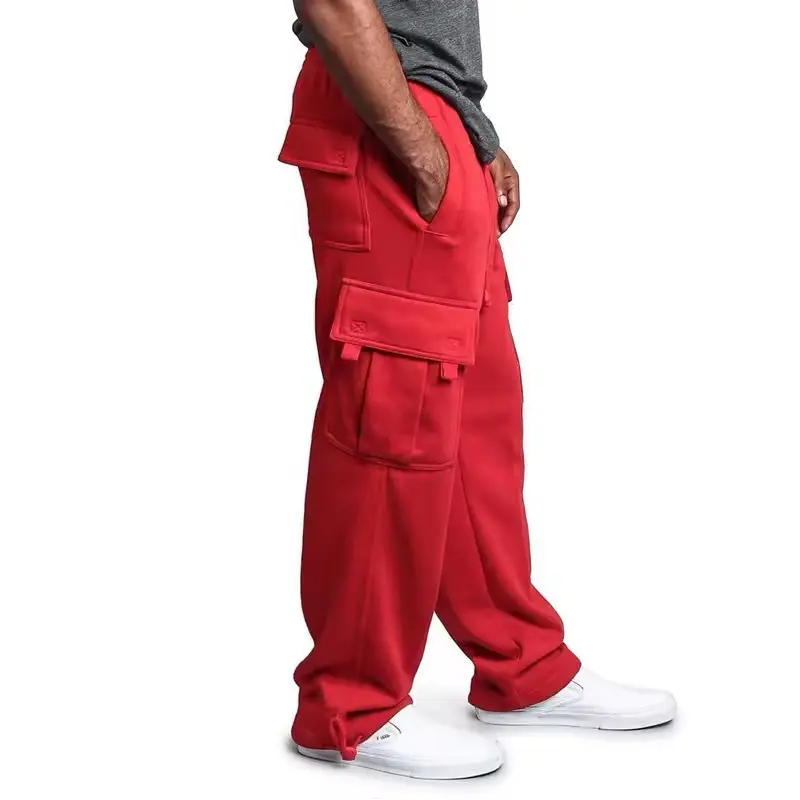 Multi Pocket Men's Sports Niche Work Pants Men's Outdoor Loose Casual Versatile Drawstring Straight Leg Pants