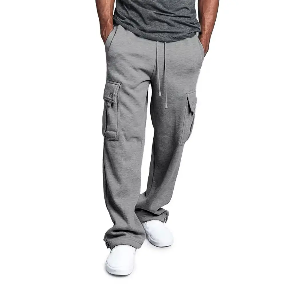 Multi Pocket Men's Sports Niche Work Pants Men's Outdoor Loose Casual Versatile Drawstring Straight Leg Pants