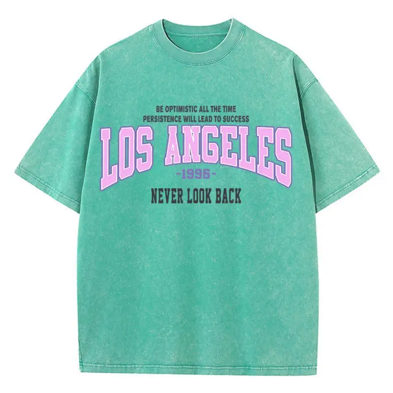 Womans Cotton Washed T-Shirts Trend Distressed Loose Tees Los Angeles 1996 Printing Short Sleeve Summer Street Men Clothes
