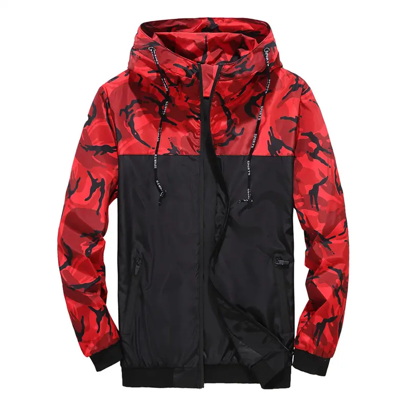Men's New Color Blocked Camouflage Youth Fashion Jacket Men's Spring Autumn Limited Edition Hooded Plus Size Versatile Jacket