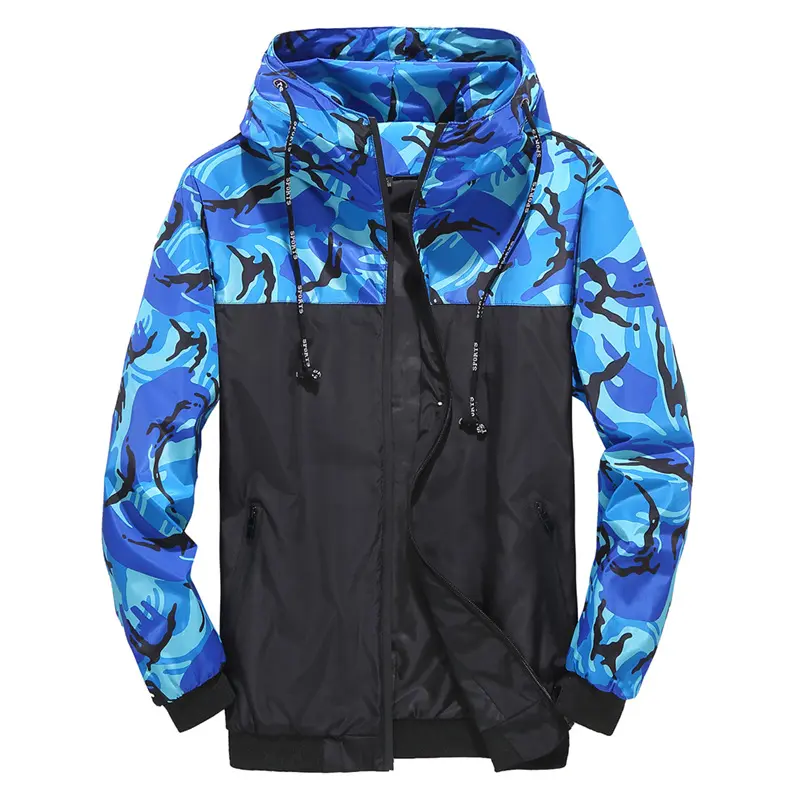 Men's New Color Blocked Camouflage Youth Fashion Jacket Men's Spring Autumn Limited Edition Hooded Plus Size Versatile Jacket