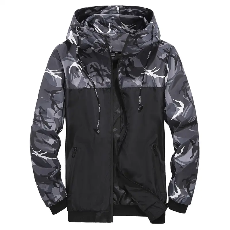 Men's New Color Blocked Camouflage Youth Fashion Jacket Men's Spring Autumn Limited Edition Hooded Plus Size Versatile Jacket