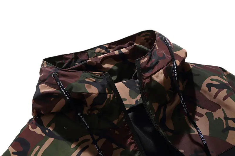 Men's New Color Blocked Camouflage Youth Fashion Jacket Men's Spring Autumn Limited Edition Hooded Plus Size Versatile Jacket