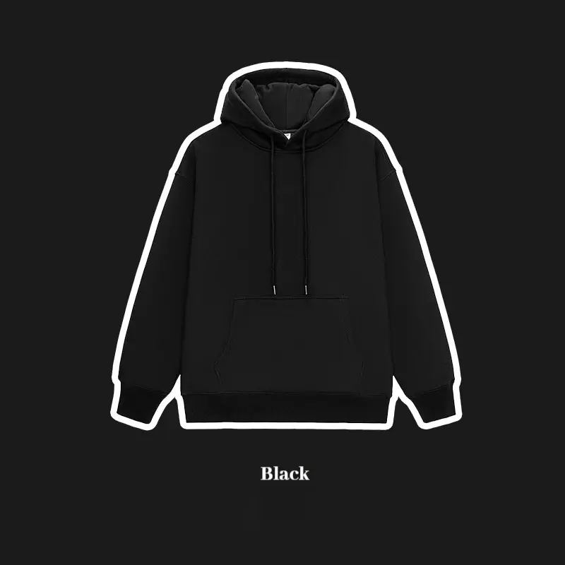 American Men's Solid Color Autumn and Winter Plus Plush Thick Hoodie Men's Fashionable Street Warm Hooded Pullover