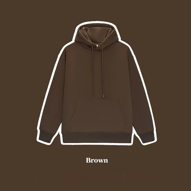 American Men's Solid Color Autumn and Winter Plus Plush Thick Hoodie Men's Fashionable Street Warm Hooded Pullover