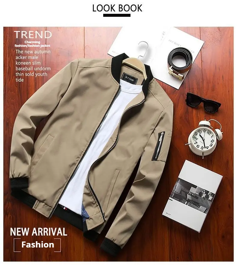Fashionable Hot Selling Spring and Autumn Popular Korean Version Casual Stand Collar Jacket Men's Outdoor Street Slim Fit Jacket