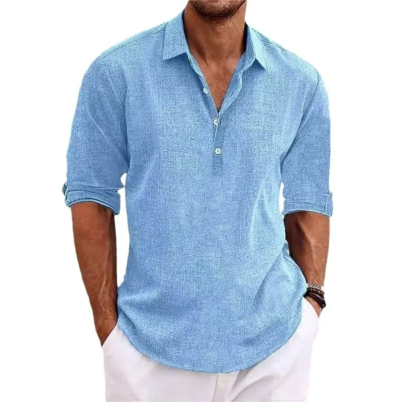 Linen Shirt Mens Linen Shirt Long Sleeve Linen Shirt Mens Casual Shirt Linen Shirts Man Grandad Shirt Man Cotton Shirt Men