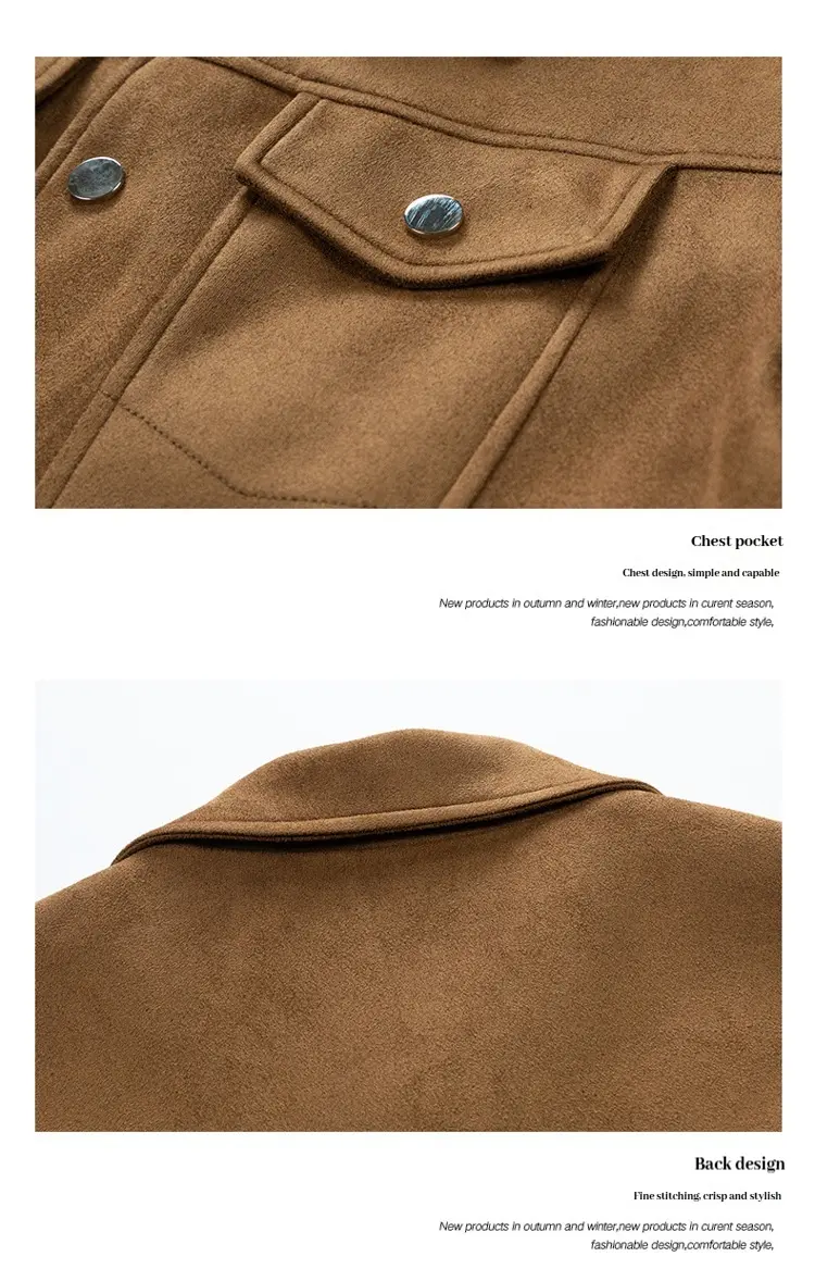 Fashionable Men's Suede Jacket Men's New Autumn and Winter Collar Trend Versatile Warm Casual Jacket Men's Jacket