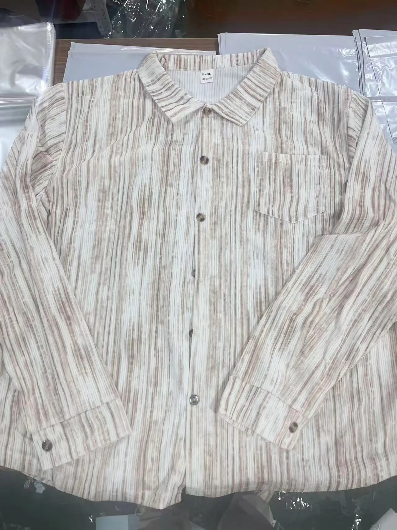 2025 New American Retro Tie Dye Men's Long Sleeved Shirt Trend Striped Casual Top Personalized Pocket Design Shirt