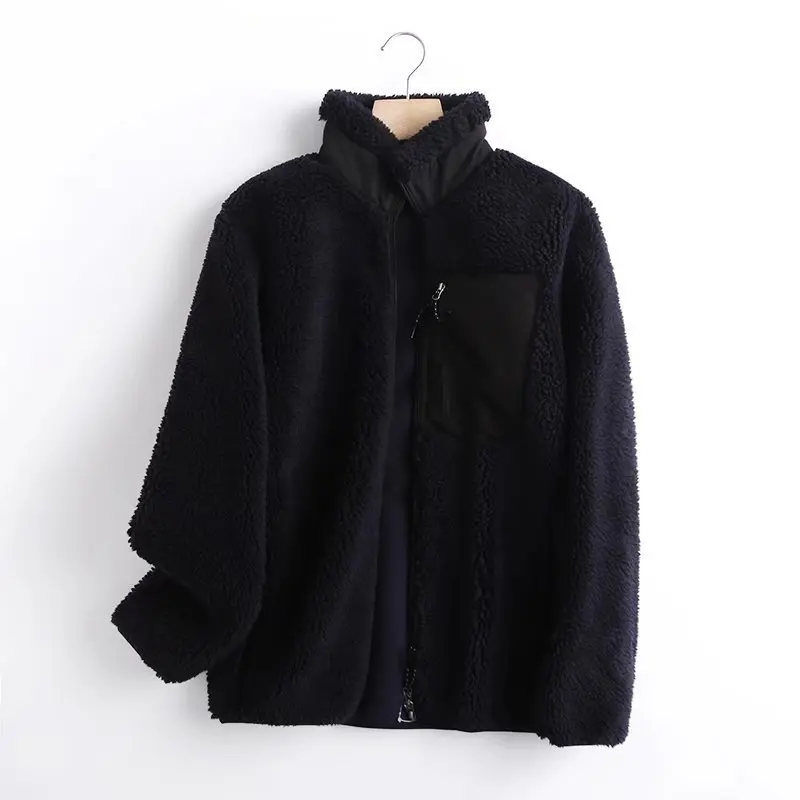 New Fleece Warm Jacket for Men and Women, Solid Color Windproof and Cold Proof Warm Zipper Jacket, Men's Casual Loose Jacket