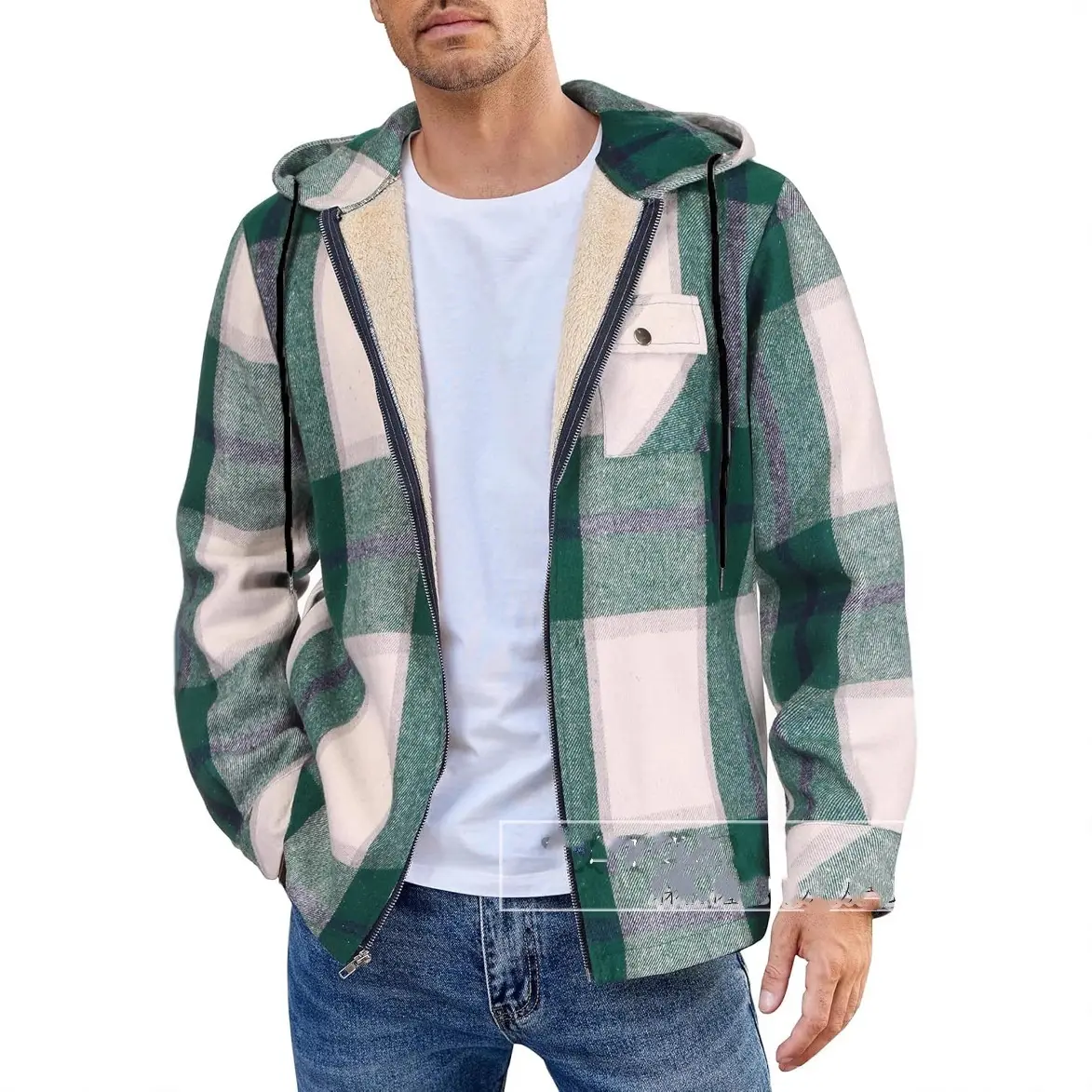 European and American Fashion Men's Jacket Men's New Hooded and Velvet Warm Top Men's Casual Jacket