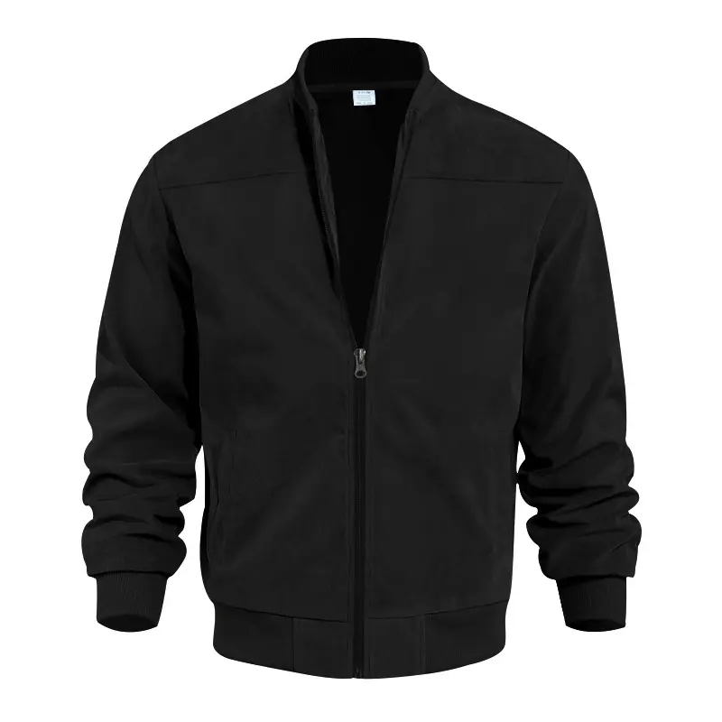 Spring and Autumn Men's Suede Solid Color Zipper Jacket Warrior Classic Racing Casual Retro Long Sleeved Coats