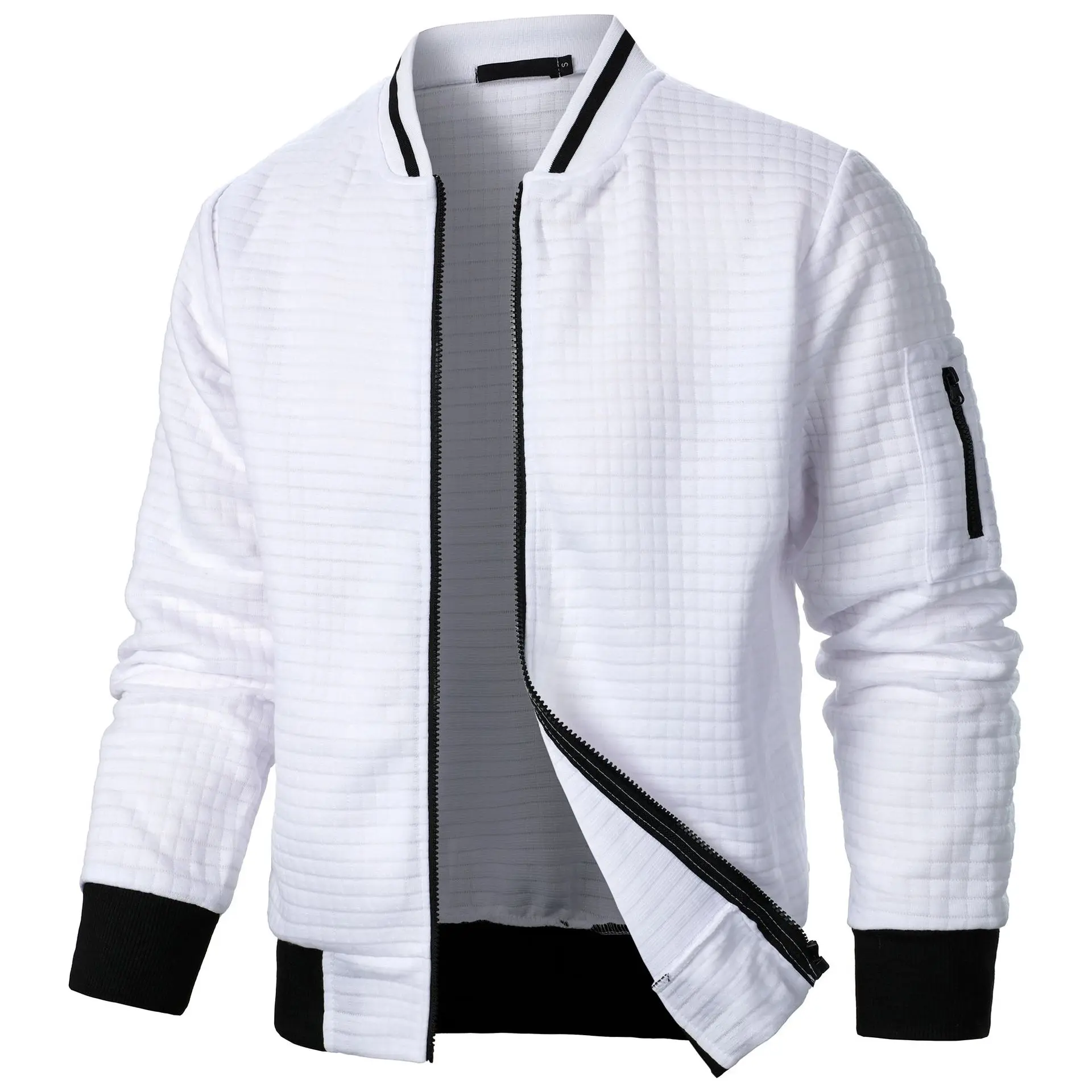 Fashionable New Men's Four Seasons Waffle Full Zipper Top Men's Slim Fit Versatile Sweatshirt Men's Casual Cardigan Sweatshirt