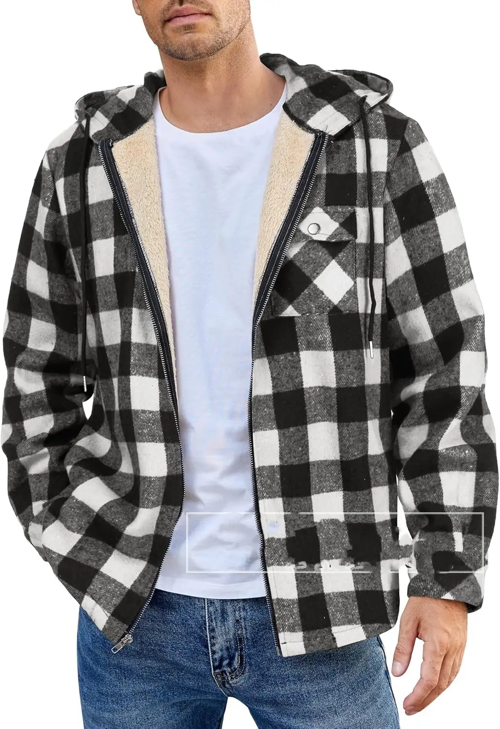 European and American Fashion Men's Jacket Men's New Hooded and Velvet Warm Top Men's Casual Jacket