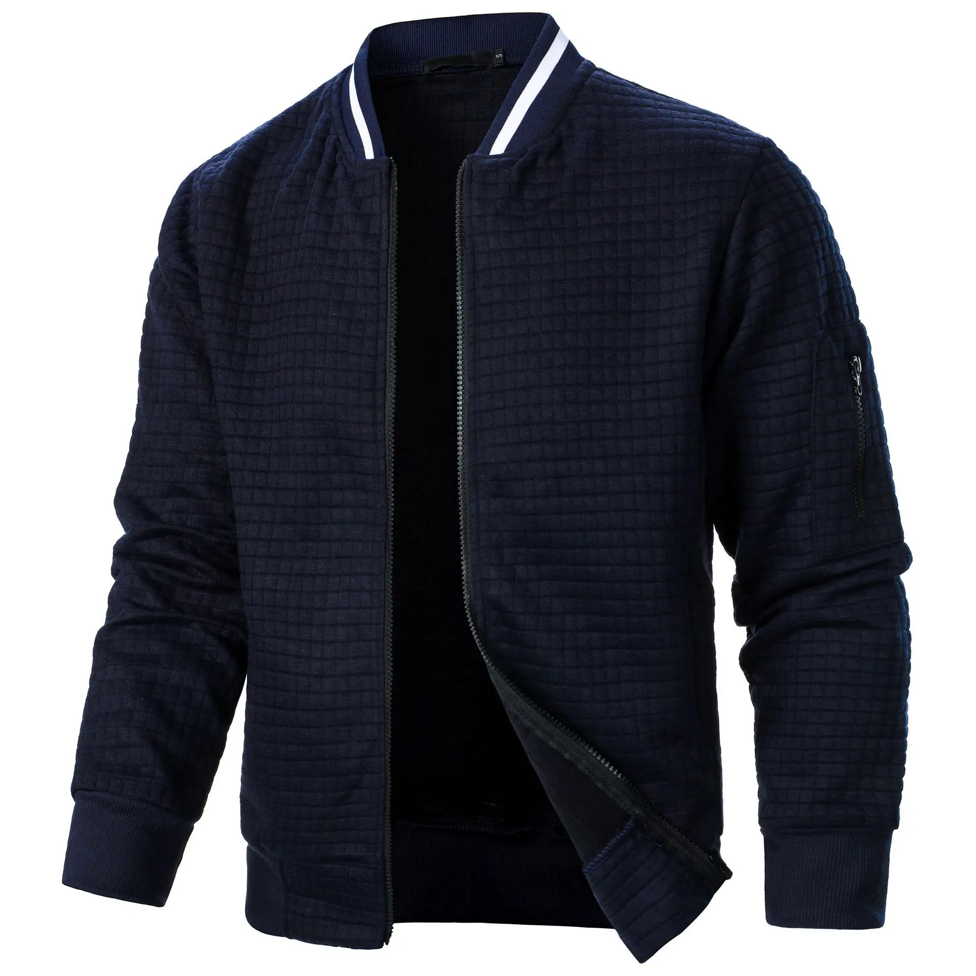 Fashionable New Men's Four Seasons Waffle Full Zipper Top Men's Slim Fit Versatile Sweatshirt Men's Casual Cardigan Sweatshirt
