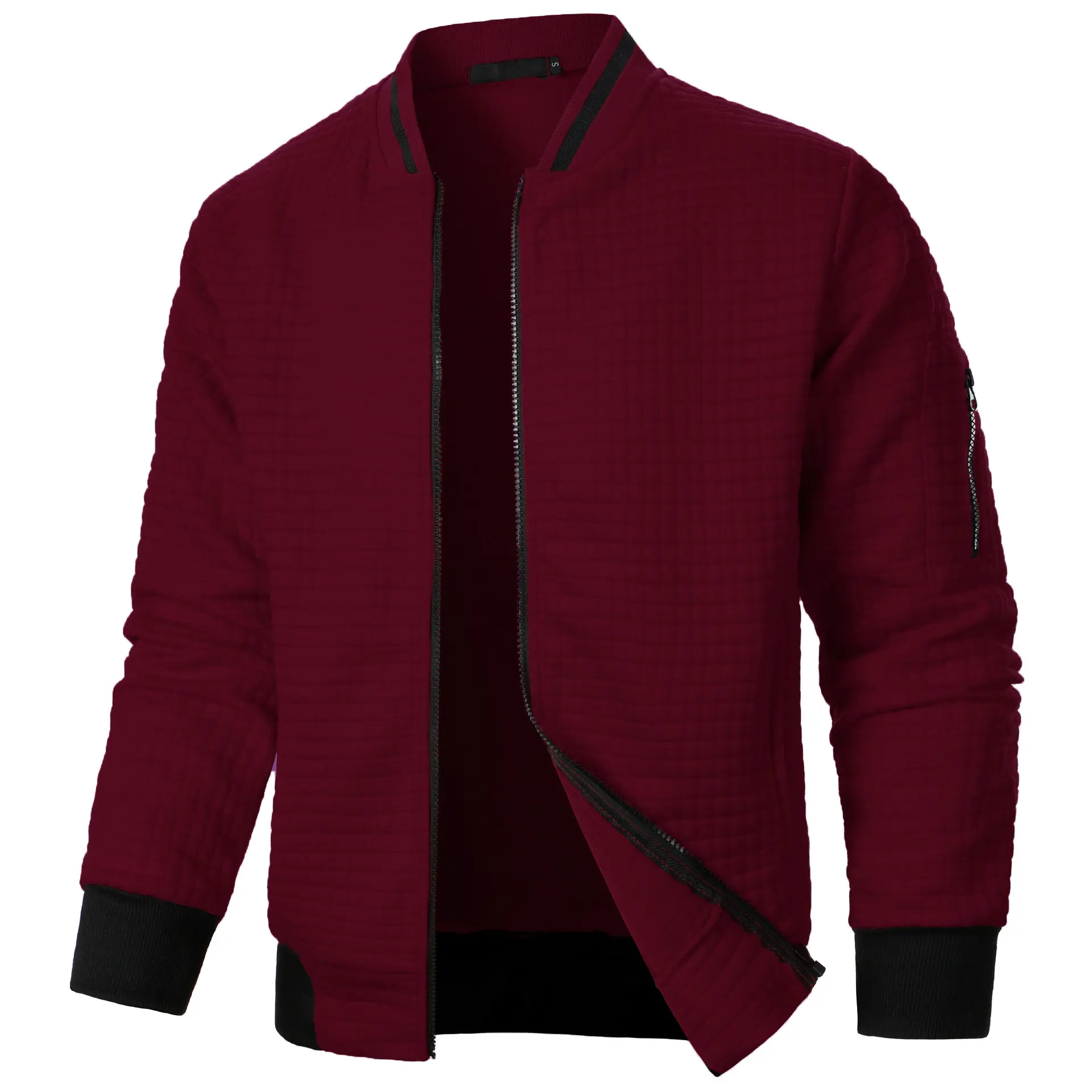 Fashionable New Men's Four Seasons Waffle Full Zipper Top Men's Slim Fit Versatile Sweatshirt Men's Casual Cardigan Sweatshirt