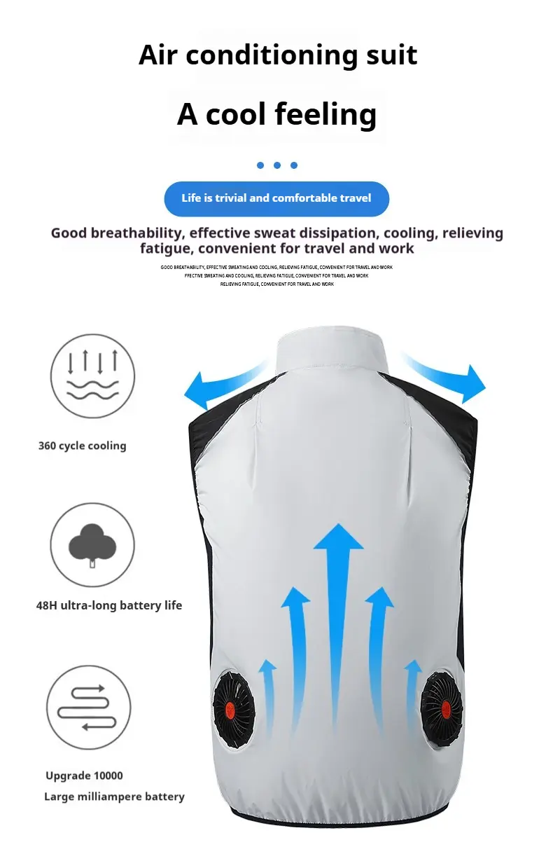 2025 Summer Heatstroke Prevention Black Technology Intelligent Cooling Vest Vest Vest Unisex Trendy Casual Comfortable Vest