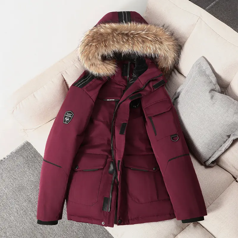 Winter New Men's Solid Color Duck Down Coat Men's Warm and Thick Cold Resistant Jacket, Men's Casual and Loose Versatile Jacket