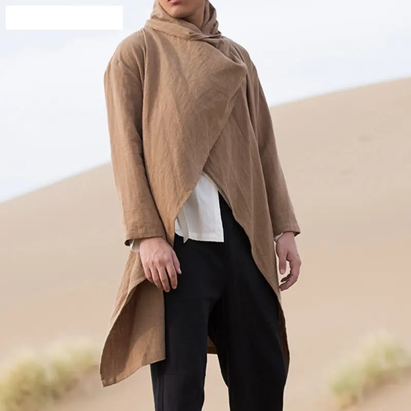 Spring and Autumn Men's Windbreakers Cloaks Casual and Lightweight Casual Streetwear Fashionable Irregular Hem Coats
