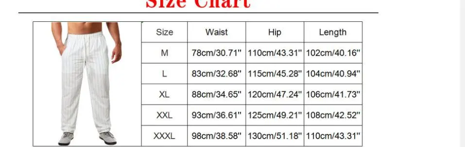 New Men's Cotton and Linen Beach Pants Summer Thin Casual Pants Vertical Striped Breathable Vacation Pants