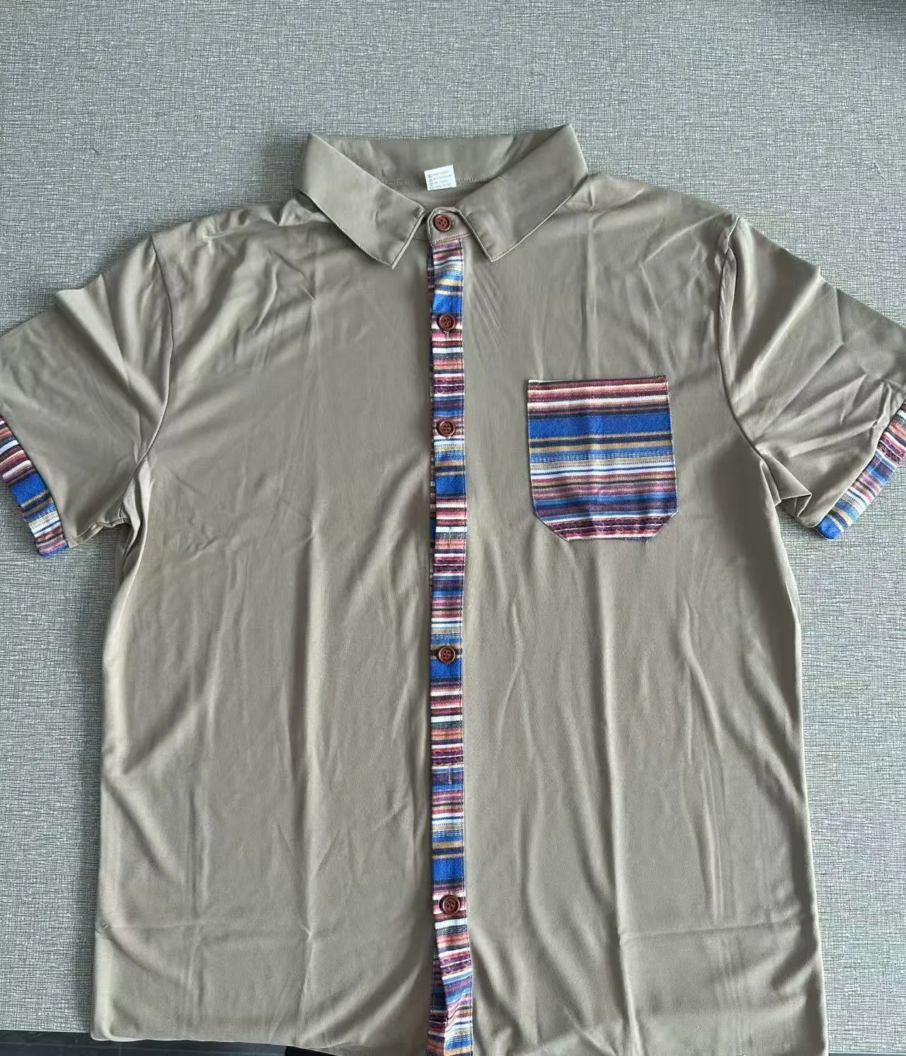 Men's New Summer Bohemian Shirt Short Sleeved Hawaiian Vacation Style Loose Casual Top Contrasting Color Light Luxury