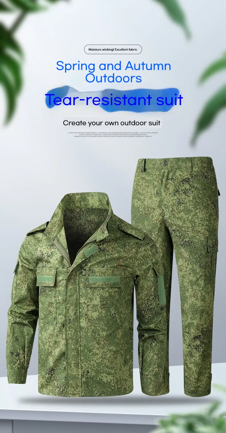 Outdoor Combat Training Outdoor Mountaineering Army Fan Combat Suit, Men's Wear-resistant Camouflage Assault Suit Set