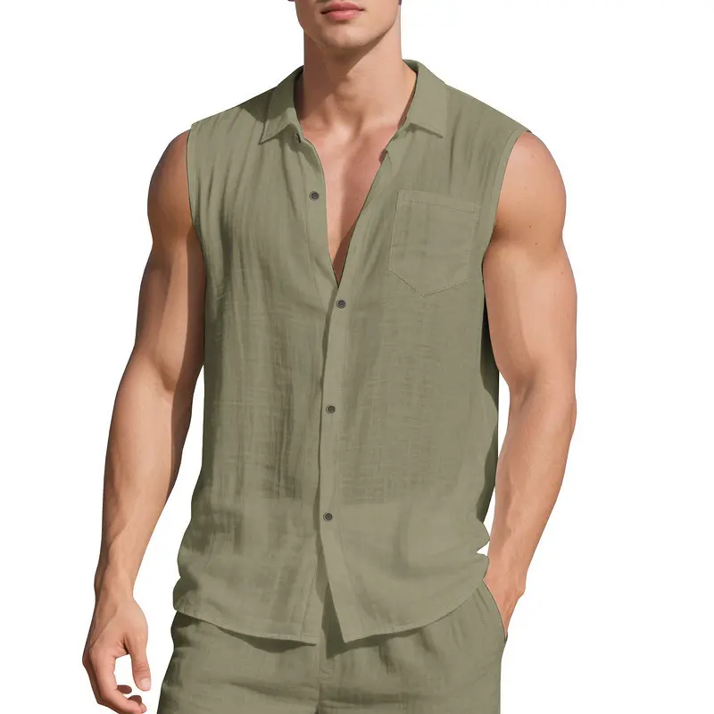 Men's Linen Shirt Summer Thin Casual Short Sleeve Open Front Shirt Breathable Oversized Tunic Top Beach Cover-Up Boho Style