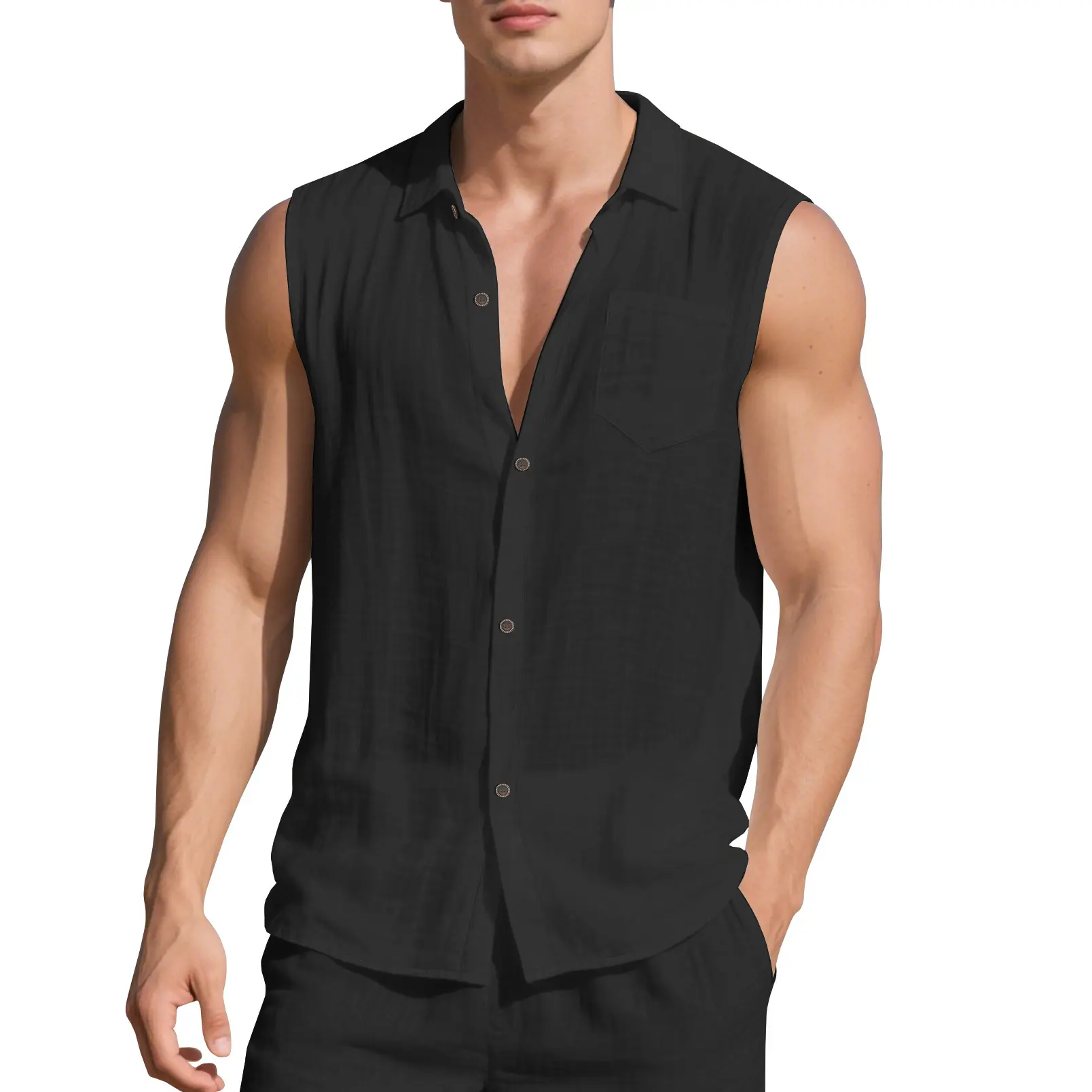 Men's Linen Shirt Summer Thin Casual Short Sleeve Open Front Shirt Breathable Oversized Tunic Top Beach Cover-Up Boho Style