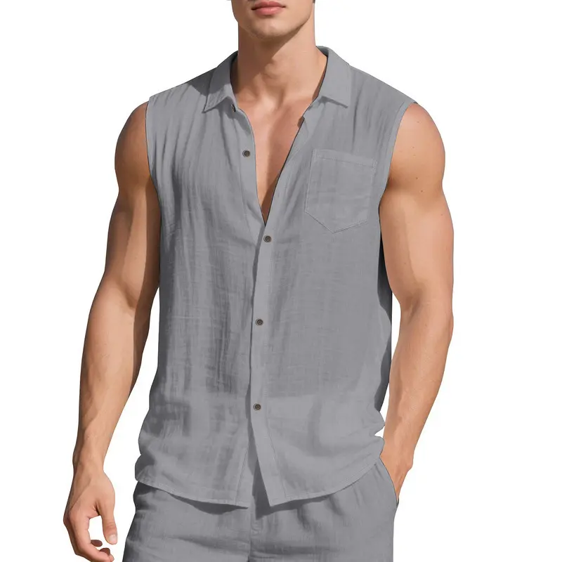 Men's Linen Shirt Summer Thin Casual Short Sleeve Open Front Shirt Breathable Oversized Tunic Top Beach Cover-Up Boho Style