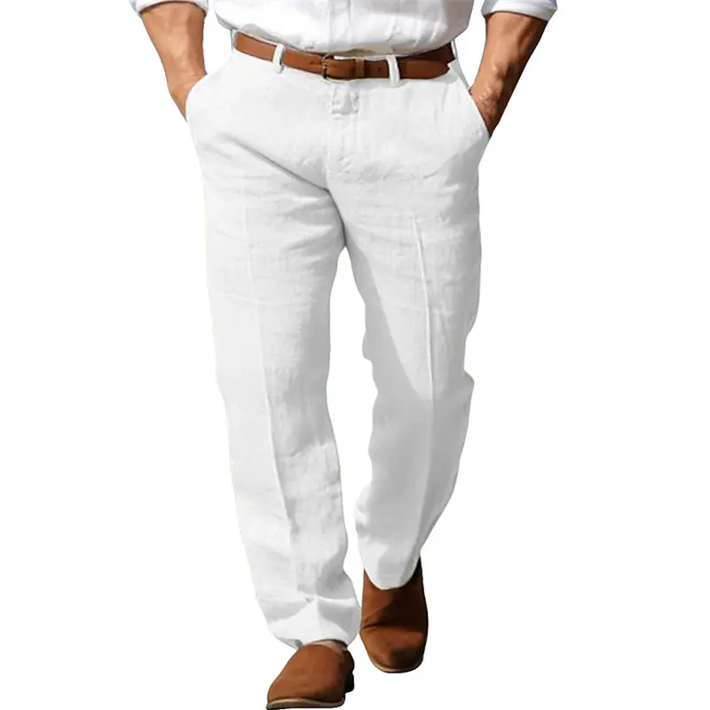 Cotton and Linen Short Sleeved Hawaiian Style Linen Pants Quick Drying Breathable Vacation Casual Mix and Match Set