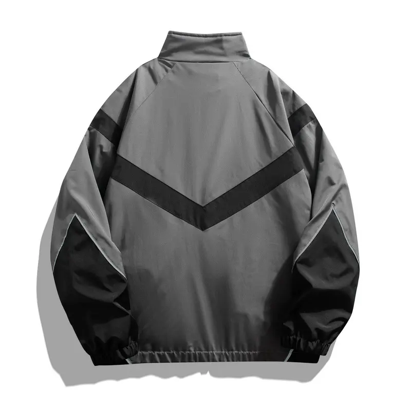 2025 New Men's Autumn Jacket with Reflective Splicing Stand Up Collar Spring and Autumn Sports and Leisure Windproof Jacket