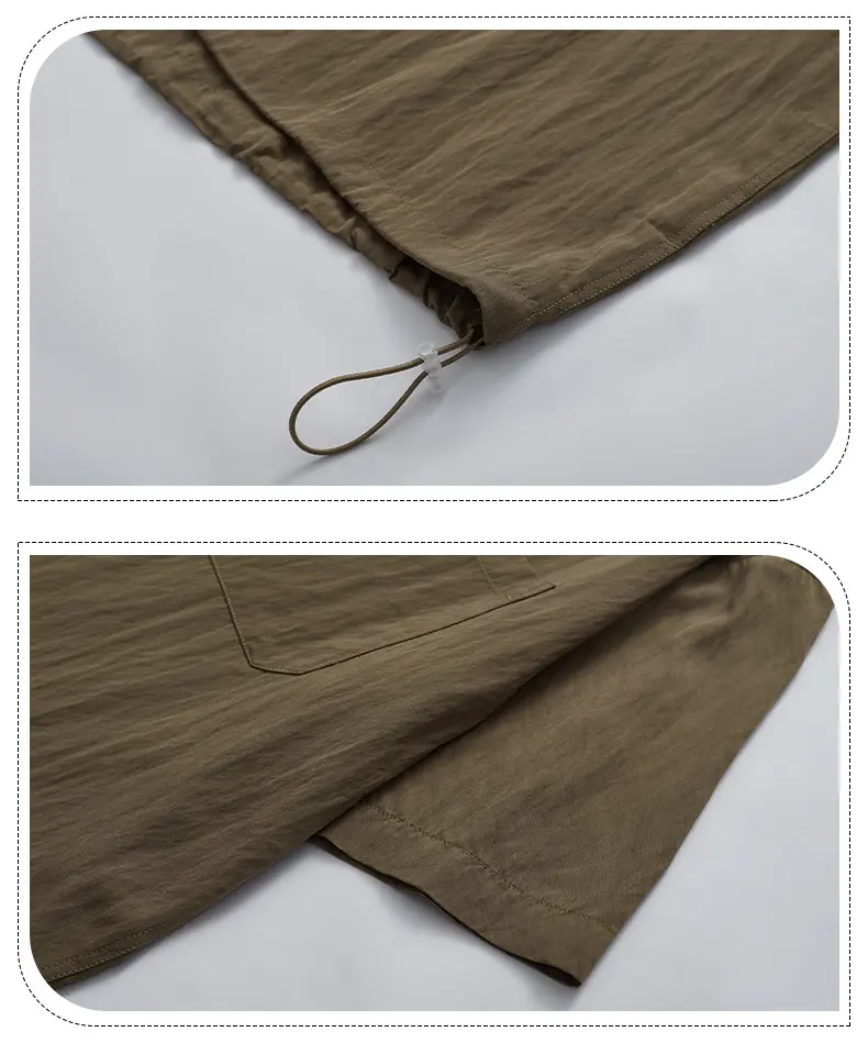 2025 New Men's  Casual Shirt Summer Loose Fit Pure Color Short Sleeve T-Shirt with Drawstring Design Breathable Cotton Top