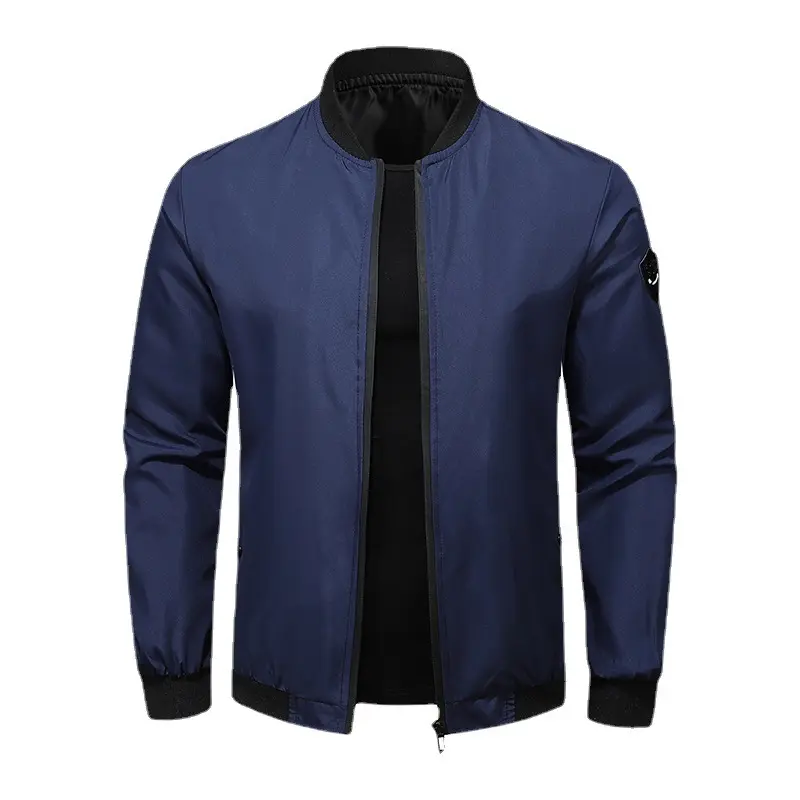New Men's Casual Jacket Spring Autumn Thin Coat Lightweight Plain Color Zipper Outerwear Windbreaker Streetwear Fashion