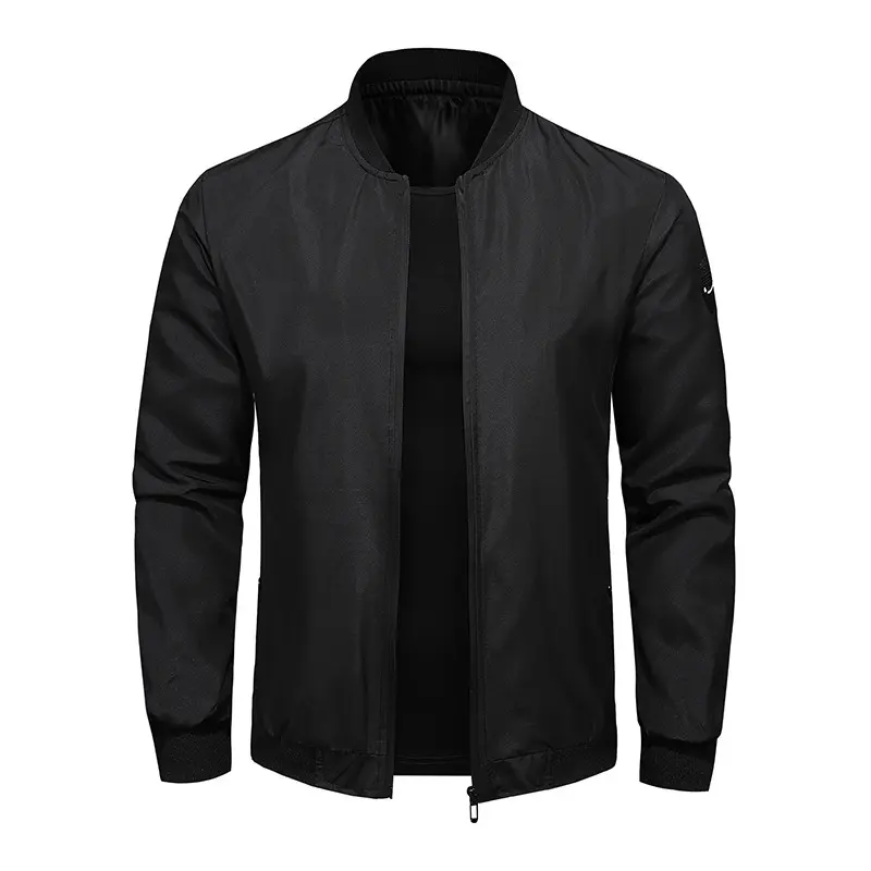 New Men's Casual Jacket Spring Autumn Thin Coat Lightweight Plain Color Zipper Outerwear Windbreaker Streetwear Fashion