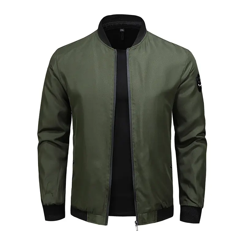 New Men's Casual Jacket Spring Autumn Thin Coat Lightweight Plain Color Zipper Outerwear Windbreaker Streetwear Fashion