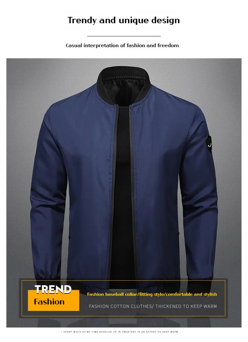 New Men's Casual Jacket Spring Autumn Thin Coat Lightweight Plain Color Zipper Outerwear Windbreaker Streetwear Fashion