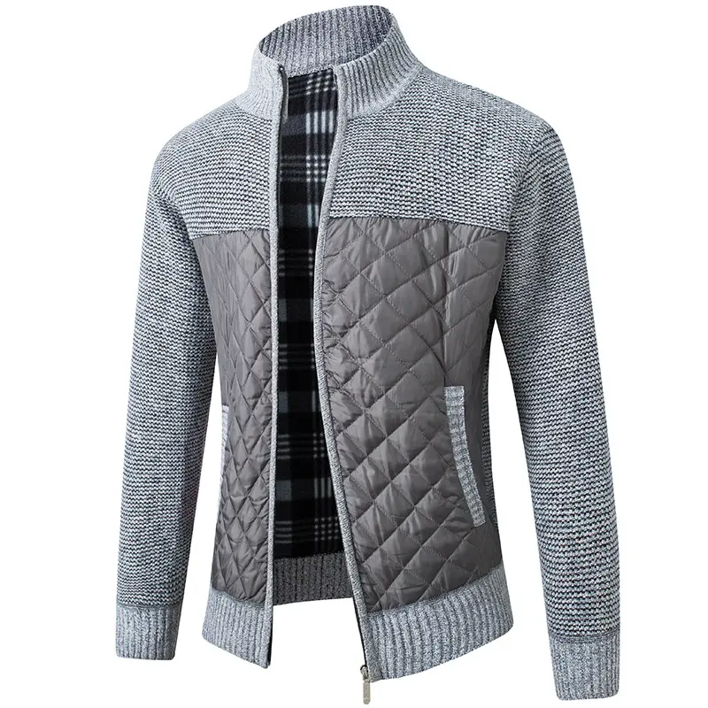 Fashionable Men's Knitted Sweater, Men's New Trend Outerwear with Added Velvet and Thick Top Men's Casual Loose Jacket Cardig