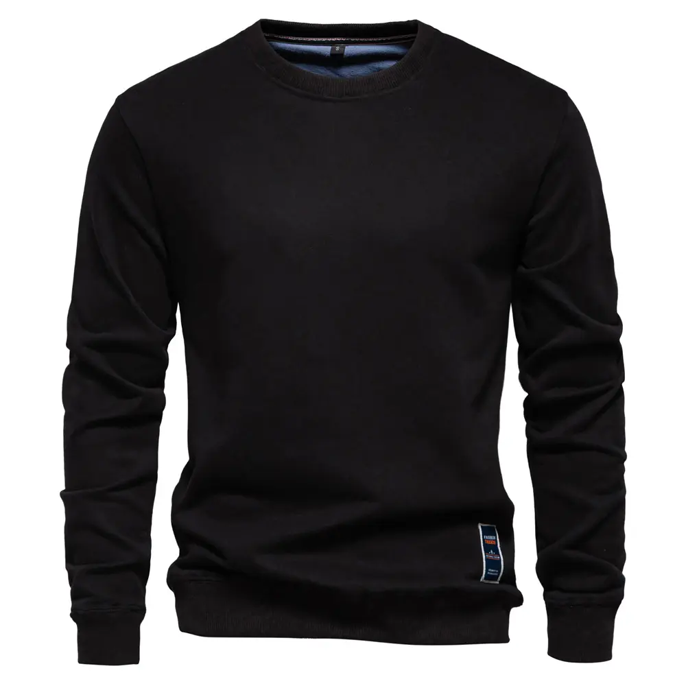 Men's Spring and Autumn New European Long Sleeve Solid Color Sports Outdoor Daily Street Trendy Loose Round Neck Casual Hoodie
