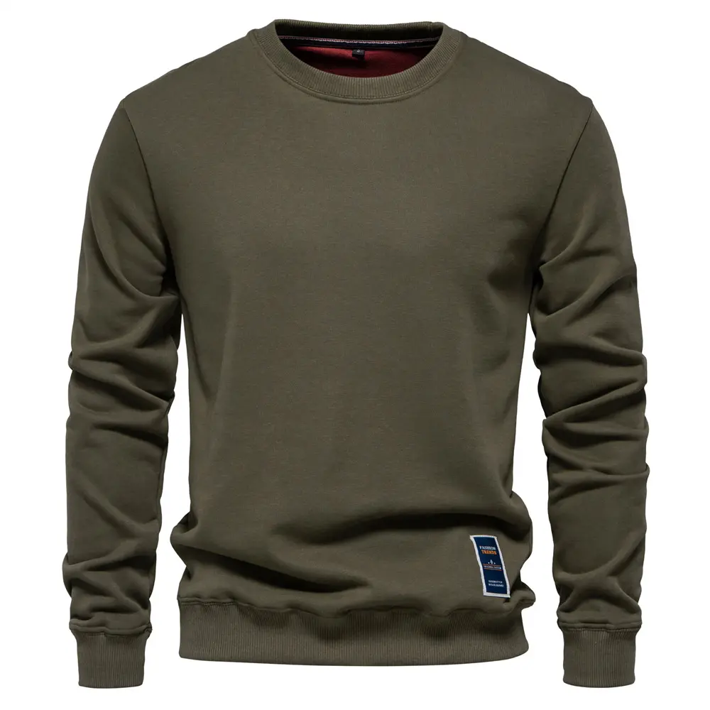 Men's Spring and Autumn New European Long Sleeve Solid Color Sports Outdoor Daily Street Trendy Loose Round Neck Casual Hoodie