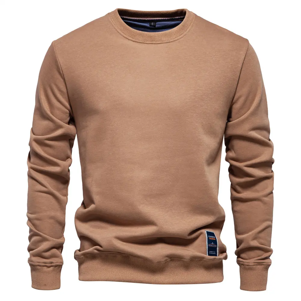 Men's Spring and Autumn New European Long Sleeve Solid Color Sports Outdoor Daily Street Trendy Loose Round Neck Casual Hoodie