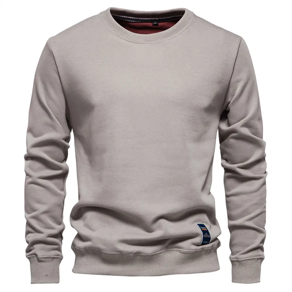 Men's Spring and Autumn New European Long Sleeve Solid Color Sports Outdoor Daily Street Trendy Loose Round Neck Casual Hoodie