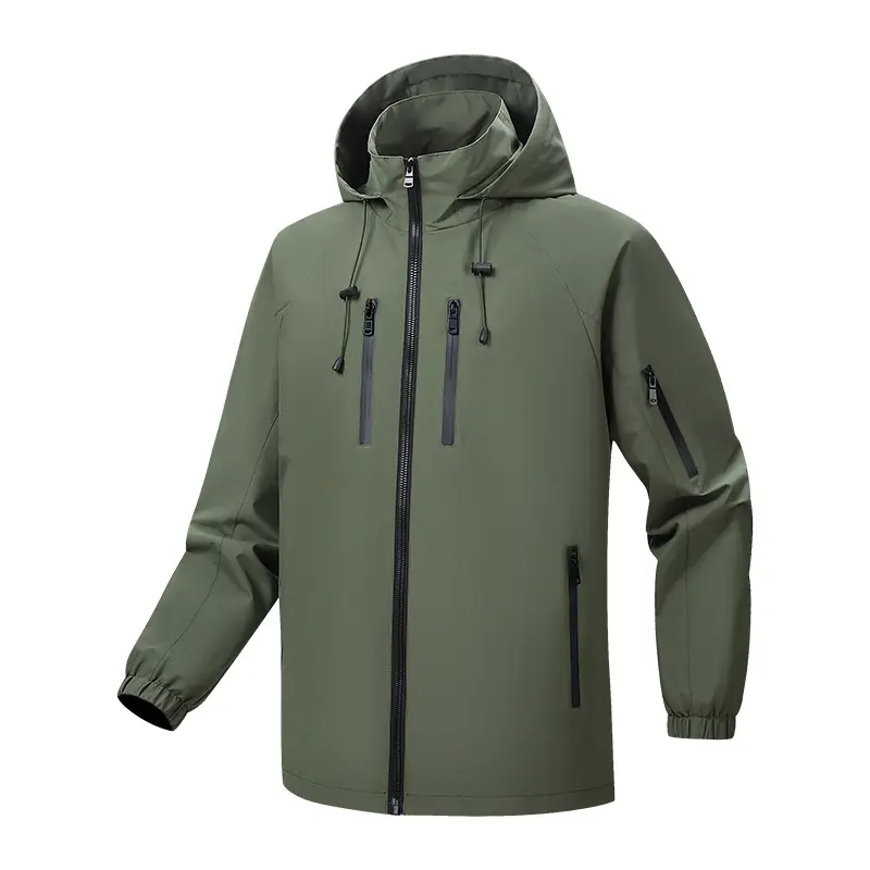 Men's Spring and Autumn Fashion Classic Solid Color Hooded Jacket Couple Regular Outdoor Waterproof Jacket