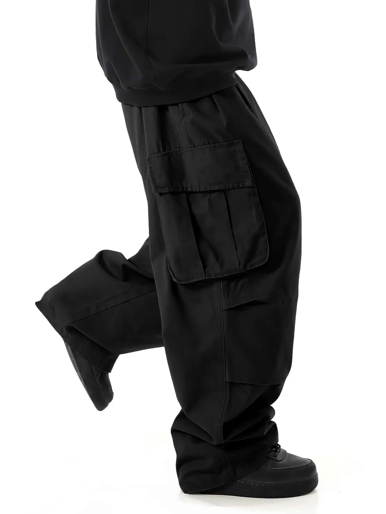 Classic Design Multi Flap Pockets Cargo Pants Men's Loose Fit Drawstring Cargo Pants For Skateboarding Street Outdoor Camping