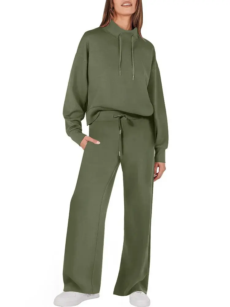 Hot Selling Autumn and Winter New Fashion Casual Women's Long Sleeved Drawstring Commuting Pants Women's Comfortable Suit