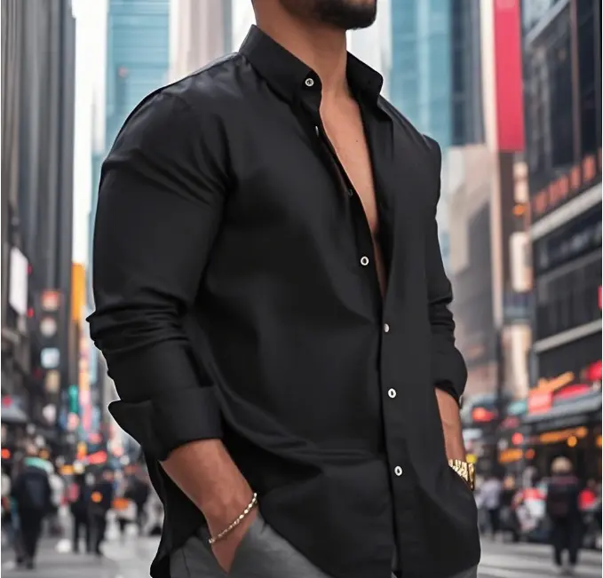 2025 Men's Linen Cotton Shirt Long Sleeve Solid Color Casual Business Turn-down Collar Shirt Jacket for Men