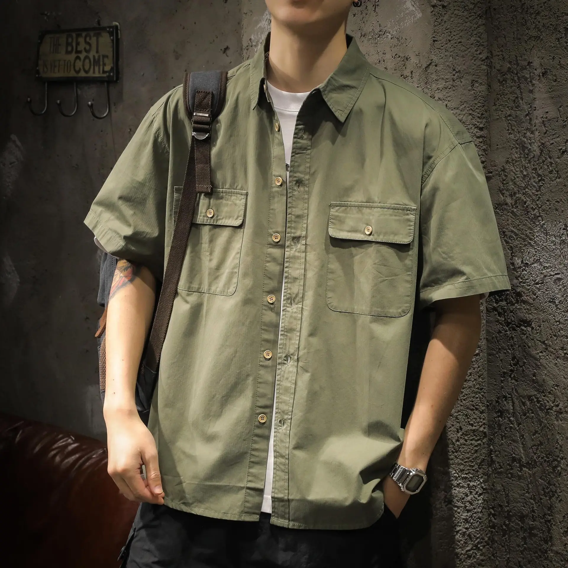 Korean Popular Clothes Men's Linen Shirt Men's Black Shirt Summer Man Shirt Man Short Sleeve Shirt Summer Top