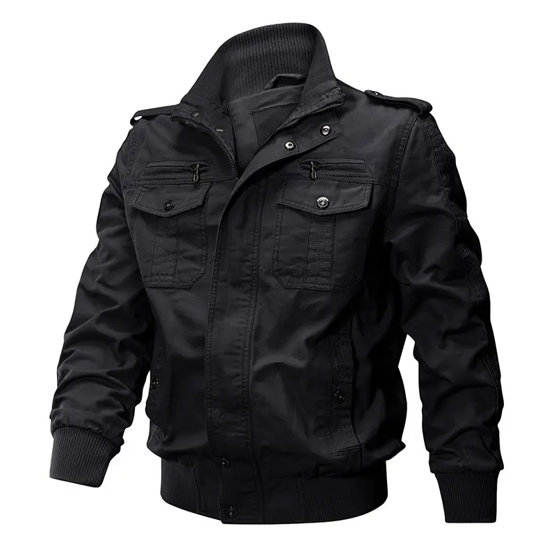 Men's Tactical Jacket Flight Staff Jacket Retro Military Style Multi Pocket Top Windproof and Wear-resistant Military Fan Jacket