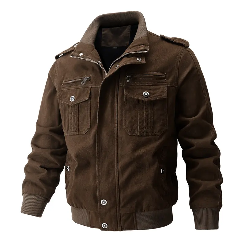Men's Tactical Jacket Flight Staff Jacket Retro Military Style Multi Pocket Top Windproof and Wear-resistant Military Fan Jacket